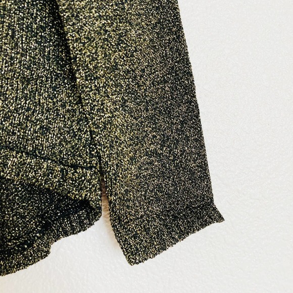 Gold Metallic Sweater Pullover V-Neck High-Low Hem Glitter Moon Collection Sz S - Picture 4 of 6